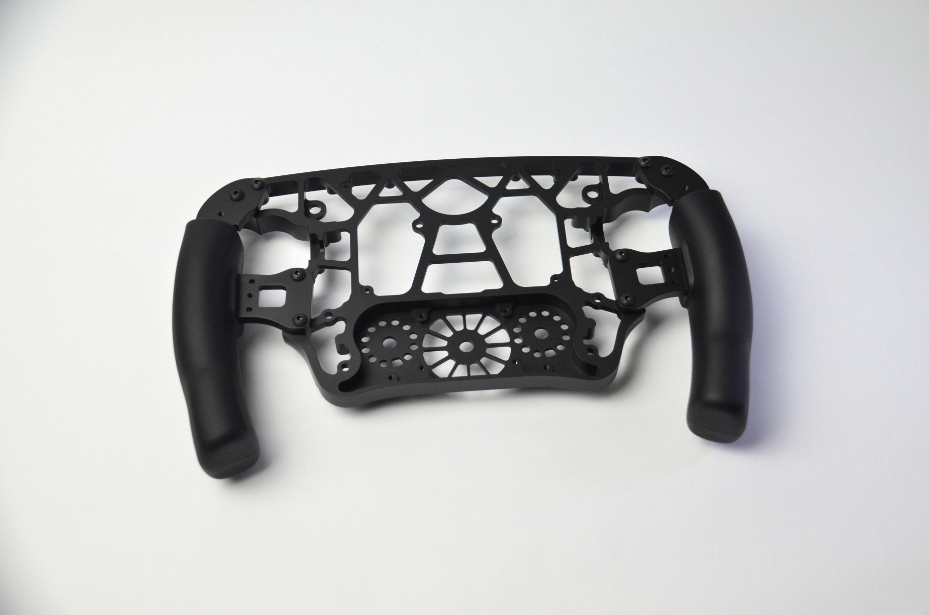 MF1 DIY Project CNC-machined aluminium front shell with moulded PU rubber grips, anodized black for a premium finish.