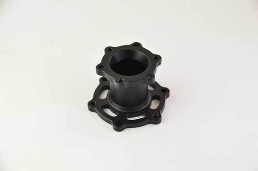 Precision CNC-machined anodized aluminium spacer for sim racing wheels and quick release mounts.