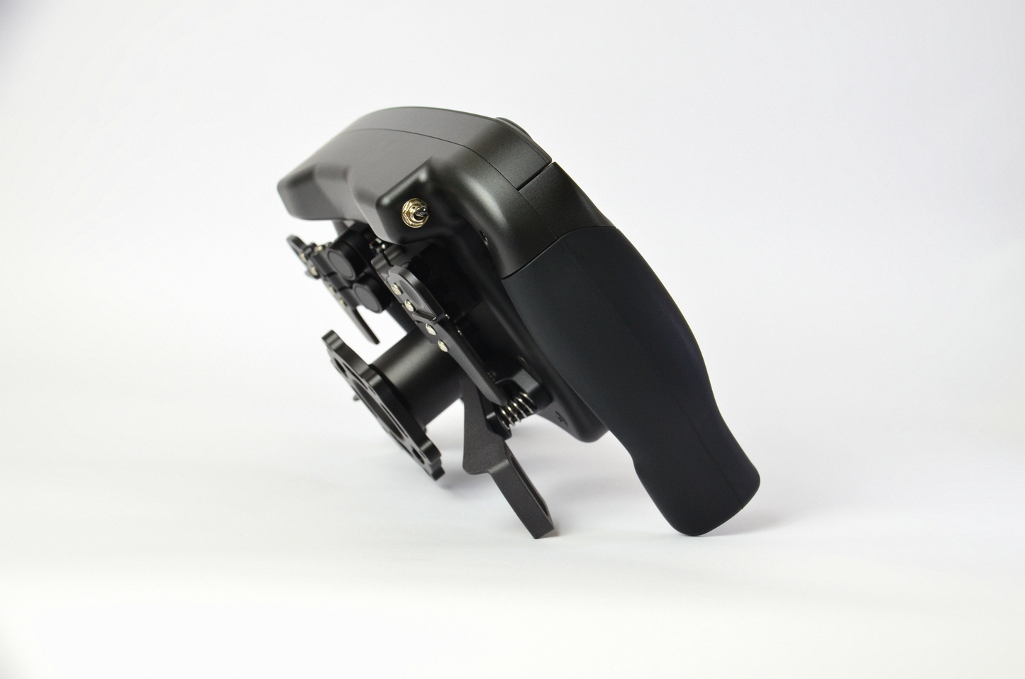 High-end MF1 Formula sim racing wheel with rotary encoders, paddles, and RGB buttons. Aluminium and carbon fibre.