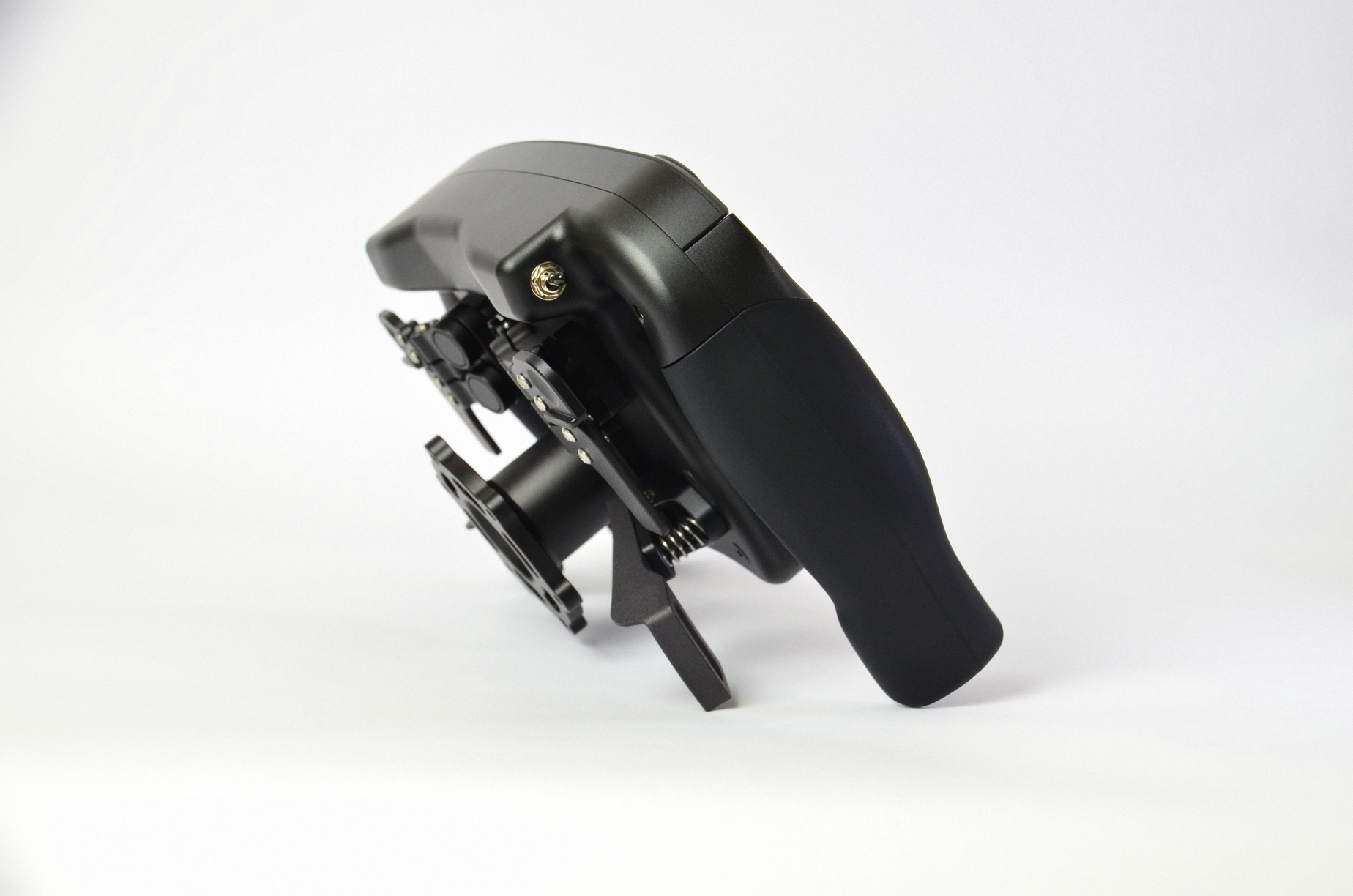 High-end MF1 Formula sim racing wheel with rotary encoders, paddles, and RGB buttons. Aluminium and carbon fibre.