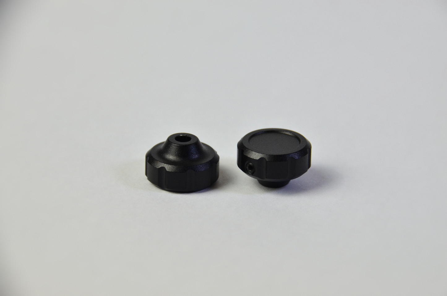 Black anodized aluminium switch knobs for sim racing DIY projects. 