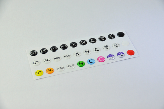 High-quality epoxy domed decals for MF1 DIY Project buttons, providing a 3D look and long-lasting protection.