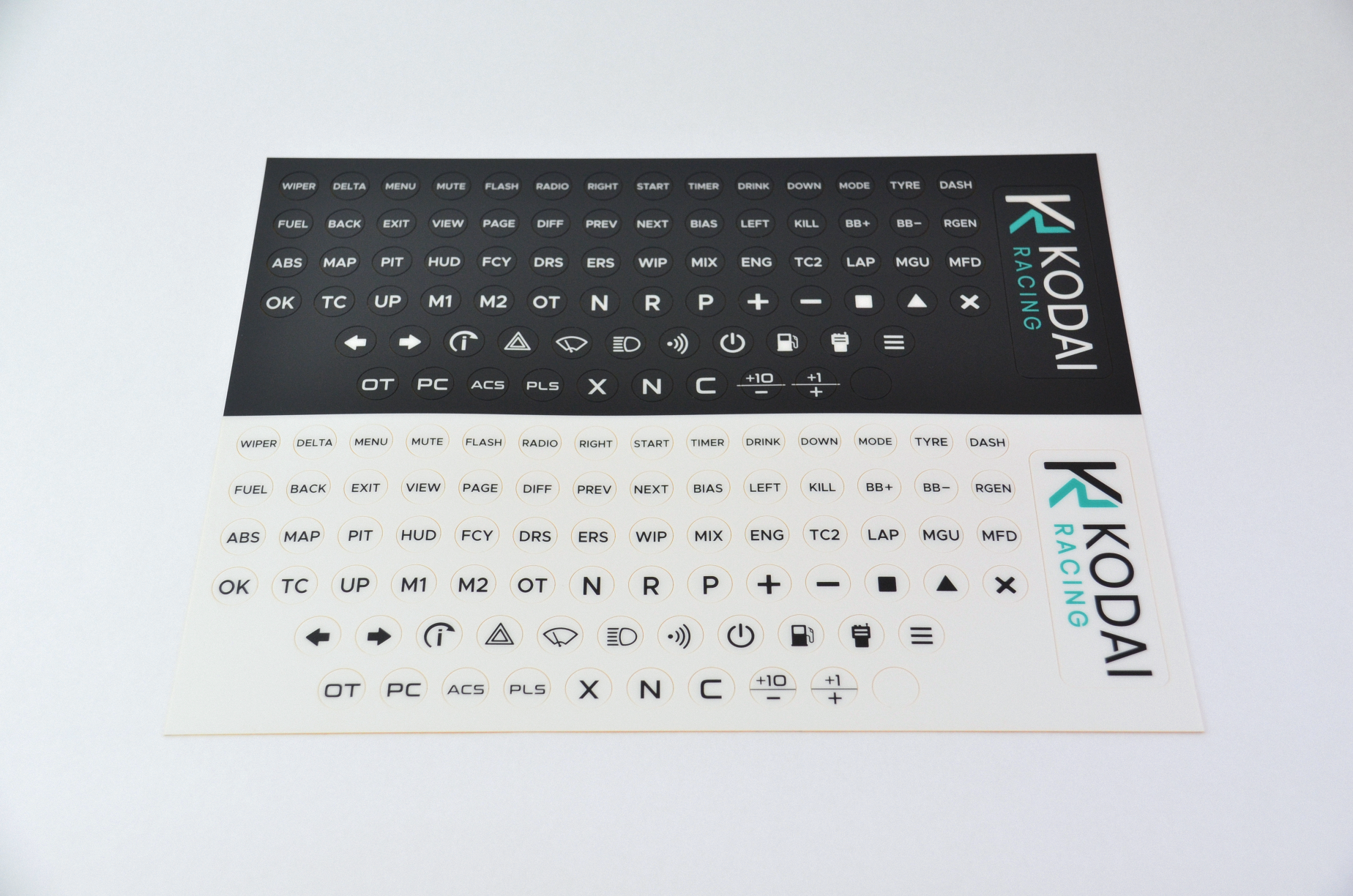 Premium PET decal sheet for the MF1 DIY Project, designed for durability and professional results.