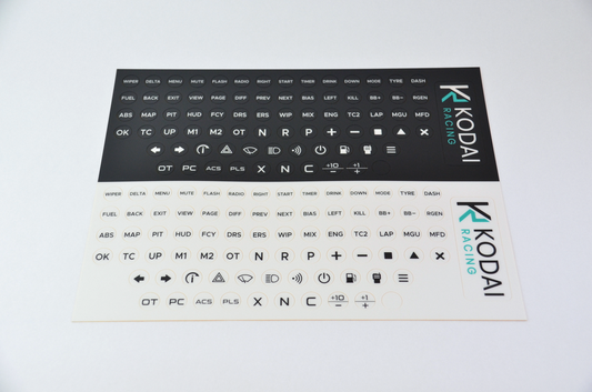 Premium PET decal sheet for the MF1 DIY Project, designed for durability and professional results.