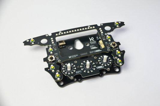 High-quality PCB circuit board for the MF1 DIY sim racing wheel, designed for precision and reliability.