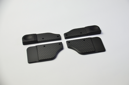 CNC-machined matte carbon fiber plates for DIY sim racing projects, lightweight and high-quality components