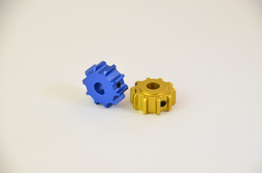 Coloured anodized aluminium rotary knob designed for use with the MF1 DIY project. Main view.