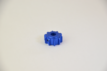 Coloured anodized aluminium rotary knob designed for use with the MF1 DIY project. Front view.