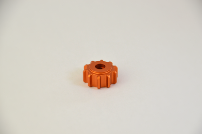 Coloured anodized aluminium rotary knob designed for use with the MF1 DIY project. Front view.