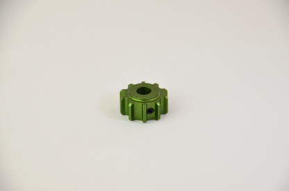 Coloured anodized aluminium rotary knob designed for use with the MF1 DIY project. Front view.