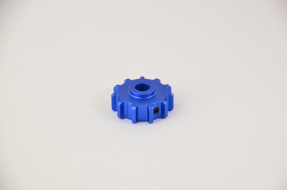 Coloured anodized aluminium rotary knob designed for use with the MF1 DIY project. Front view.