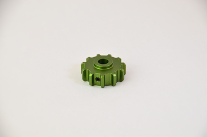 Coloured anodized aluminium rotary knob designed for use with the MF1 DIY project. Front view.