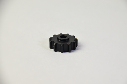 Coloured anodized aluminium rotary knob designed for use with the MF1 DIY project. Front view.