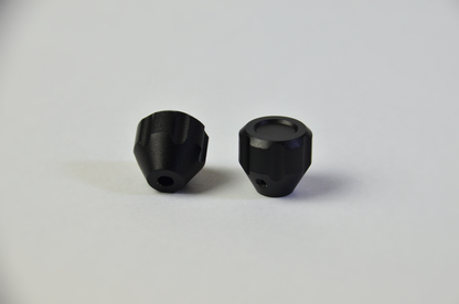 Black anodized aluminium switch knobs for sim racing DIY projects. 